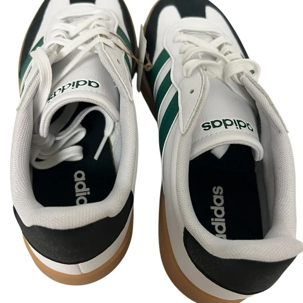 New Adidas Barreda White Leather Green Stripes Gum Sole Men 7.5 / Women’s 8.5